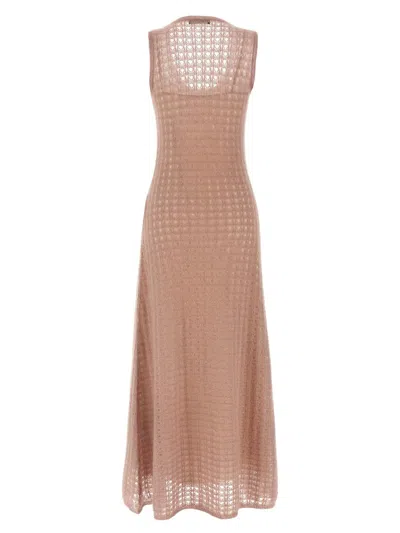 Fabiana Filippi Sleeveless Knit Dress Round Neckline In Brown