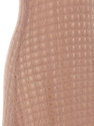 Fabiana Filippi Sleeveless Knit Dress Round Neckline In Brown