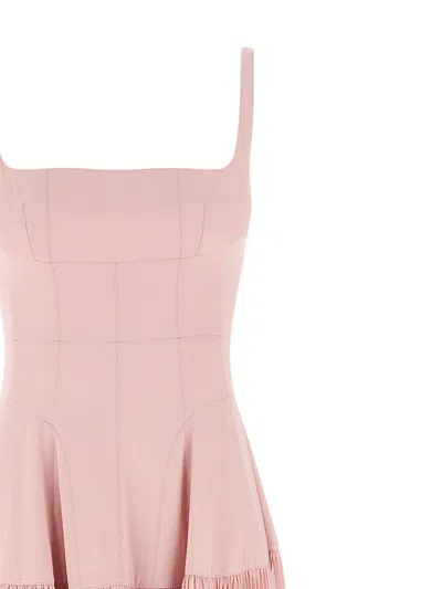 Giovanni Bedin Pleated-skirt Square-neck Maxidress In Pink