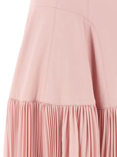 Giovanni Bedin Pleated-skirt Square-neck Maxidress In Pink