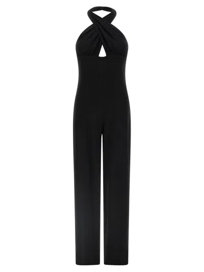 Norma Kamali Cross Halter Straight Leg Jumpsuit