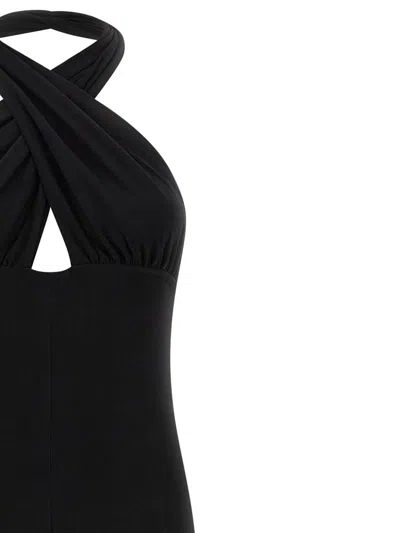 Norma Kamali Cross Halter Straight Leg Jumpsuit