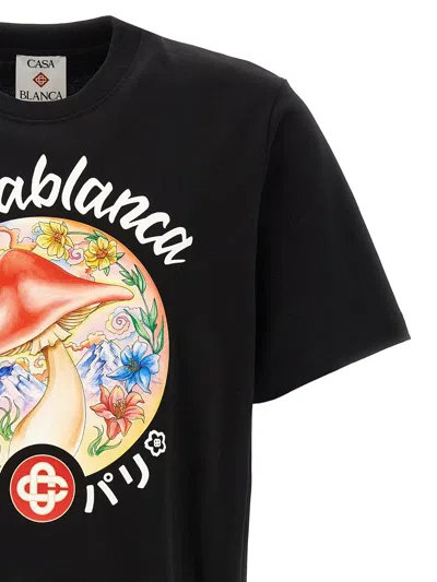 Casablanca Black Crewneck T-shirt With Logo On The Front In Cotton Man In Black