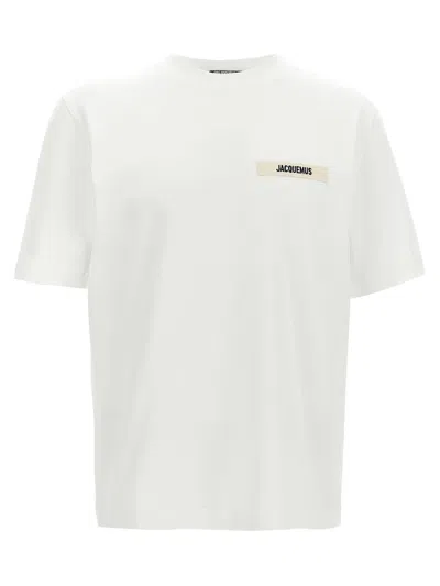 Jacquemus 'le T-shirt Gros Grain' White T-shirt With Logo Patch On The Front