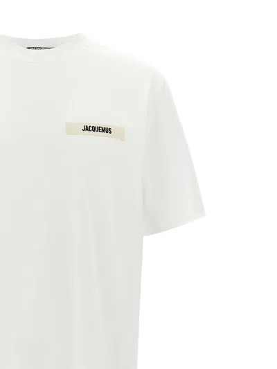 Jacquemus 'le T-shirt Gros Grain' White T-shirt With Logo Patch On The Front