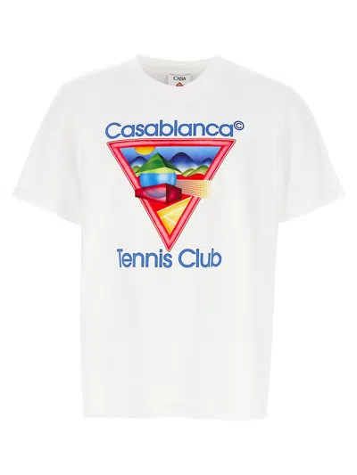 Casablanca Cotton Crew Neck T-shirt With Graphic Print In White