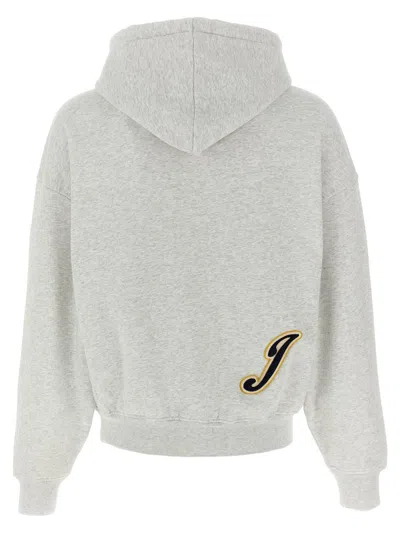 Jacquemus Hooded Sweater With Drawstring And Ribbed Finish In Gray