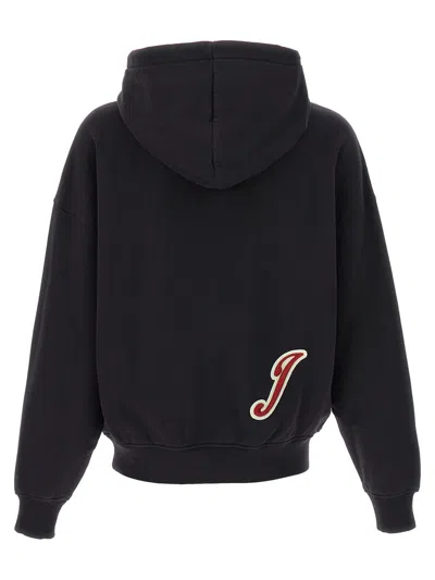 Jacquemus Cotton Sweatshirt With Embroidered Varsity Patch In Black
