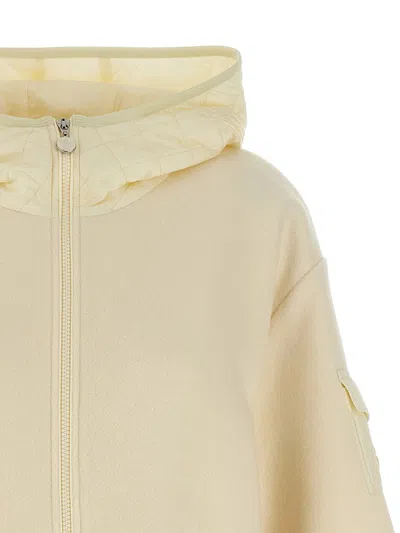 Moncler Two-material Hood Capes White In Neutral