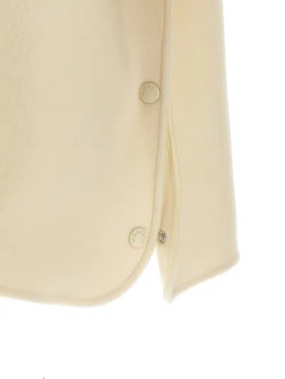 Moncler Two-material Hood Capes White In Neutral
