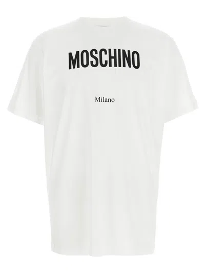 Moschino Cotton T-shirt With Contrasting Logo Detail In White