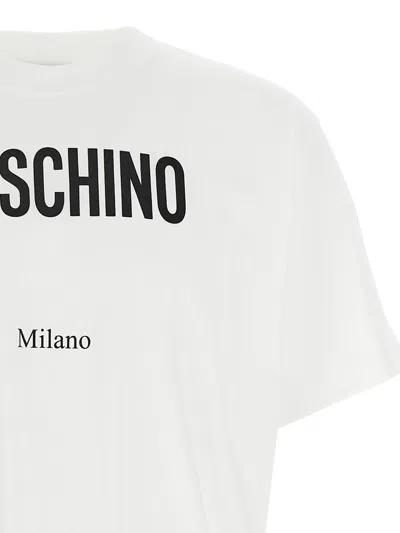Moschino Cotton T-shirt With Contrasting Logo Detail In White