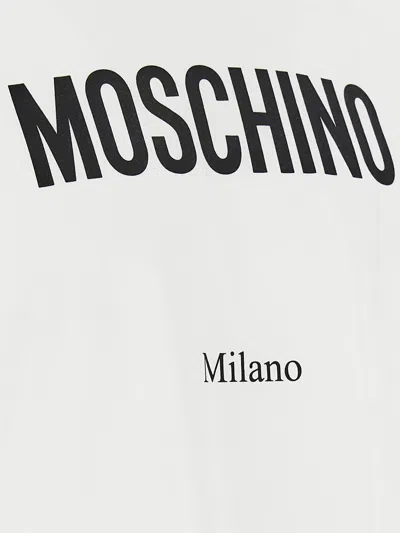 Moschino Cotton T-shirt With Contrasting Logo Detail In White
