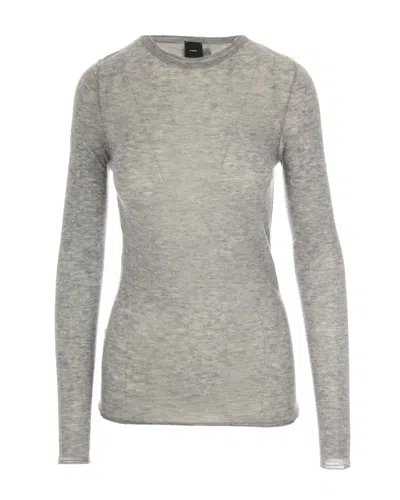 Pinko Crew-neck Sweater With Sequins In Gray