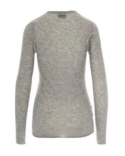 Pinko Crew-neck Sweater With Sequins In Gray