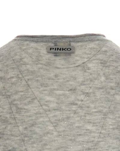 Pinko Crew-neck Sweater With Sequins In Gray