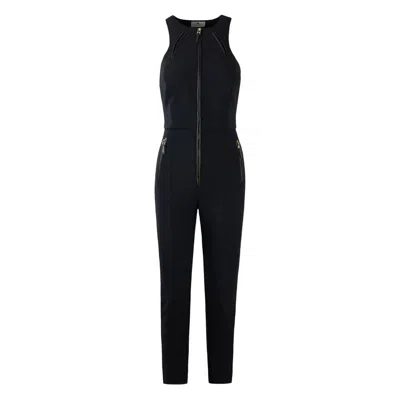 Elisabetta Franchi Zip-front Halterneck Jumpsuit In Black