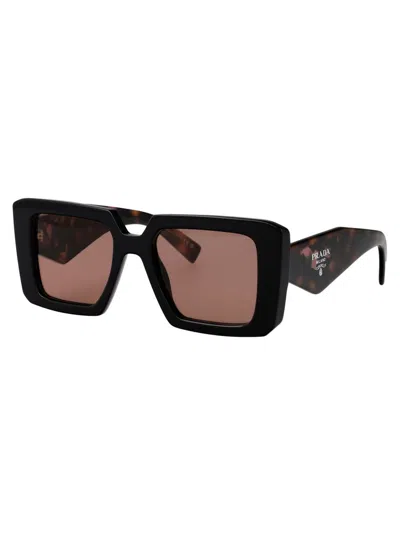 Prada Tortoiseshell-effect Square Sunglasses In Black