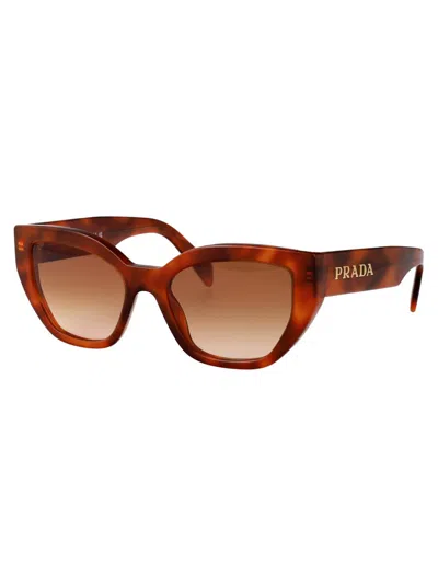 Prada Cognac Tartarugato Acetate Sunglasses In Brown