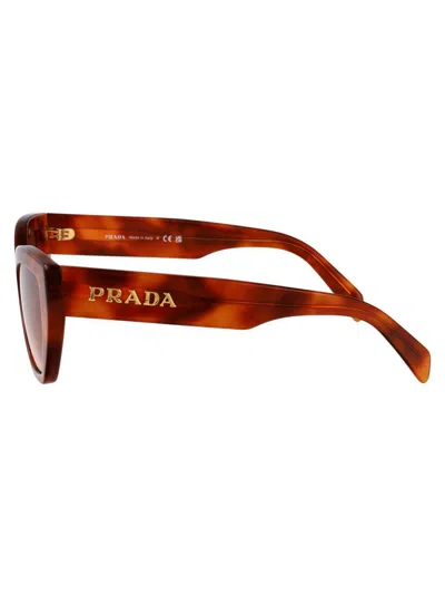 Prada Cognac Tartarugato Acetate Sunglasses In Brown