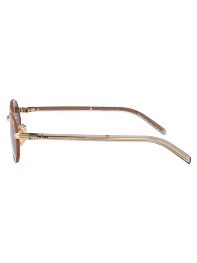 Prada Womens Brown Pr B56s Round-frame Metal Sunglasses In Brown