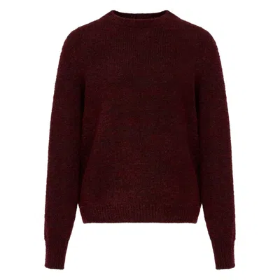 Maison Margiela Dropped Shoulder Burgundy Wool Sweater With Ribbed Details