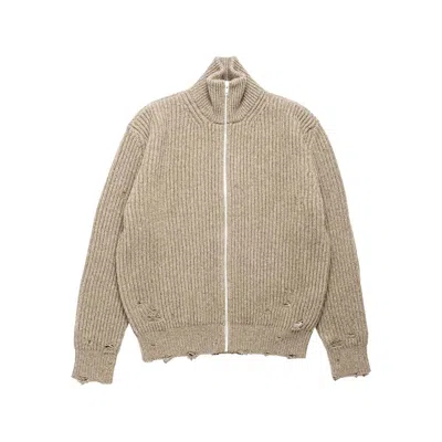 Mm6 Maison Margiela Distressed Wool Cardigan Sweaters And Cardigans Beige In Neutral