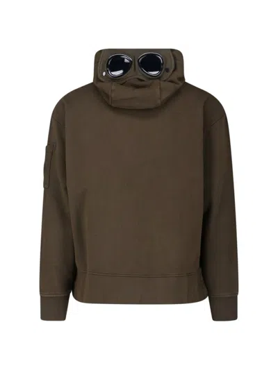 C.p. Company Hooded Sweatshirt With Pockets And Sleeve Detail In Brown