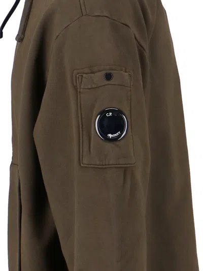 C.p. Company Hooded Sweatshirt With Pockets And Sleeve Detail In Brown