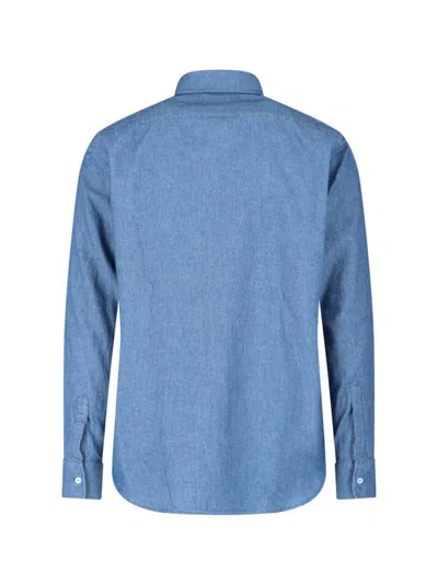 Aspesi Collared Shirt With Pocket And Button Cuffs In Blue