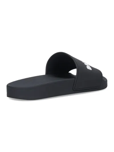 Balenciaga Logo-embossed Pool Slides In Black