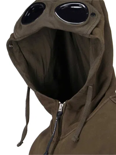 C.p. Company Hooded Sweatshirt With Pockets And Sleeve Detail In Brown