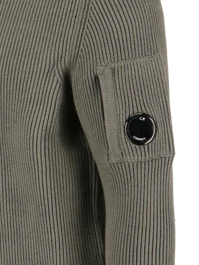 C.p. Company Crewneck Sweater With Arm Pocket And Ribbed Texture In Gray