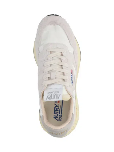 Autry Low-top Sneakers With White Crackled Leather Inserts In Gray
