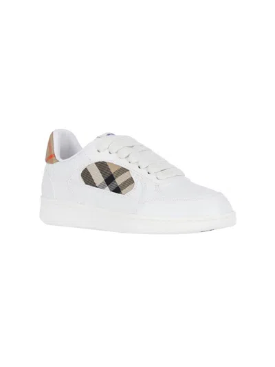 Burberry White Leather Sneaker Terrace And Check