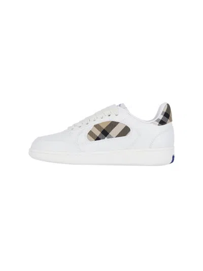 Burberry White Leather Sneaker Terrace And Check