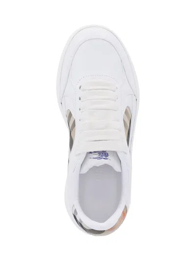 Burberry White Leather Sneaker Terrace And Check