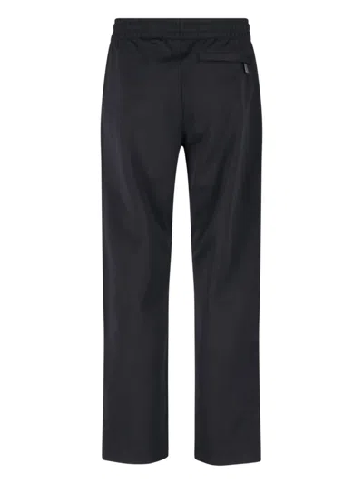 Burberry Straight Trousers With Elastic Waistband And Side Stripe In Black