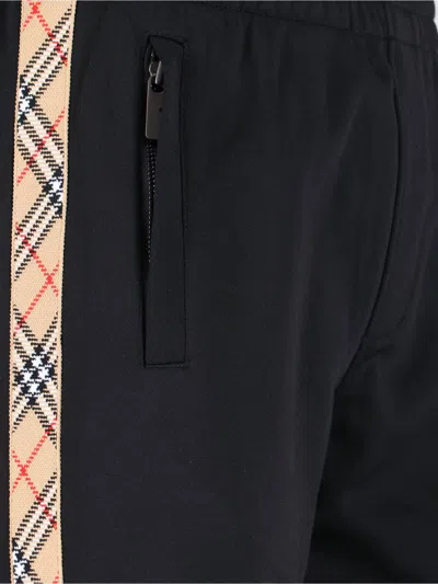 Burberry Straight Trousers With Elastic Waistband And Side Stripe In Black
