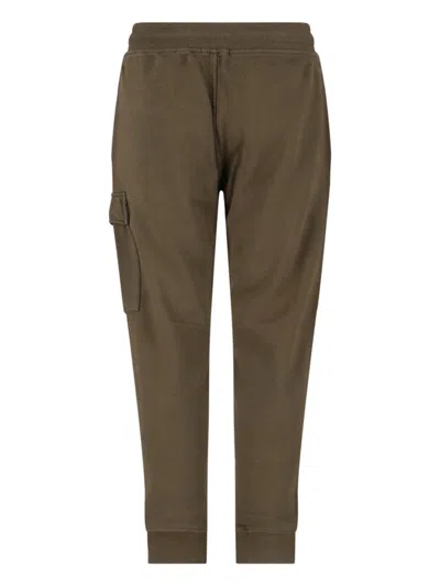 C.p. Company Cargo Pocket Drawstring Waist Ribbed Cuffs Trousers In Brown