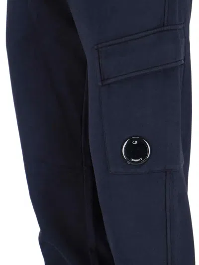 C.p. Company Utility Trousers With Elastic Waistband And Cargo Pocket In Blue
