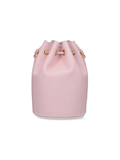 Valentino Garavani Bucket Bag With Gold-tone Hardware And Textured Finish In Nude