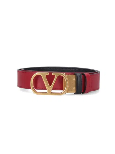 Valentino Adjustable Reversible Leather Belt With Gold-tone Buckle
