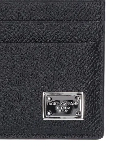 Dolce & Gabbana Dauphine-print Calfskin Card Holder In Black