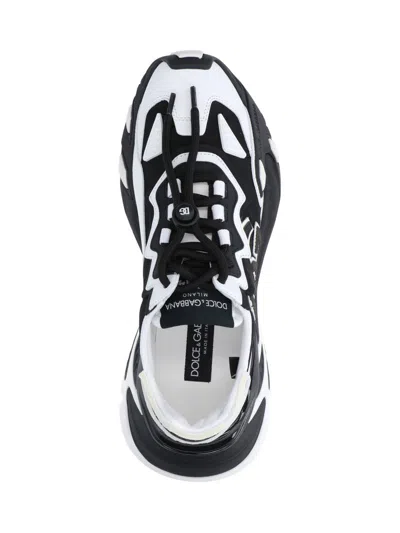 Dolce & Gabbana Panelled Leather Sneakers With Iconic Logo Patch In Black