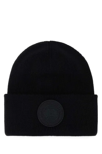 Canada Goose Black Wool Arctic Beanie Hat In Black