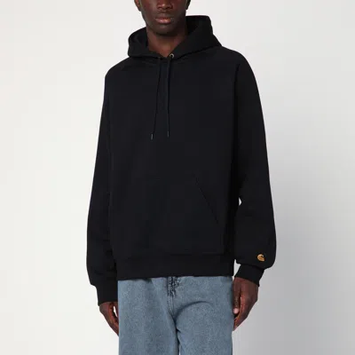 Carhartt Wip  Black/gold Hooded Chase Sweatshirt In Black