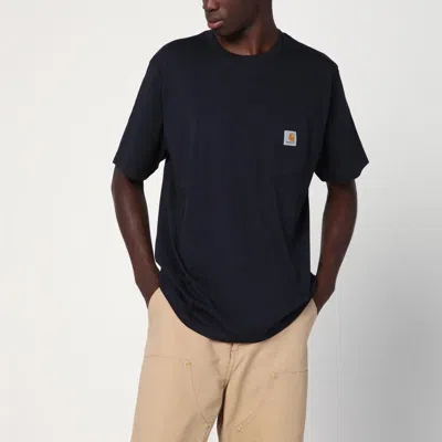 Carhartt Man T-shirt Midnight Blue Size Xl Cotton In Black
