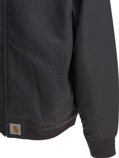 Carhartt Black Grey Nylon Santa Fe Alumni Jacket In Black