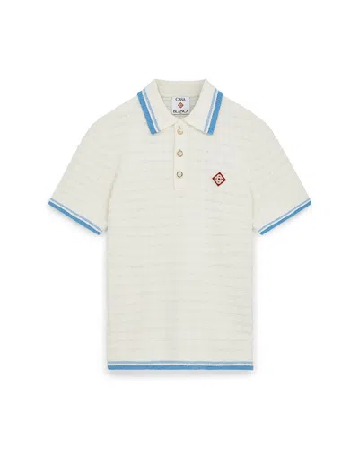 Casablanca White Shirt With Classic Collar And Chest Logo Patch In Cotton Man In White